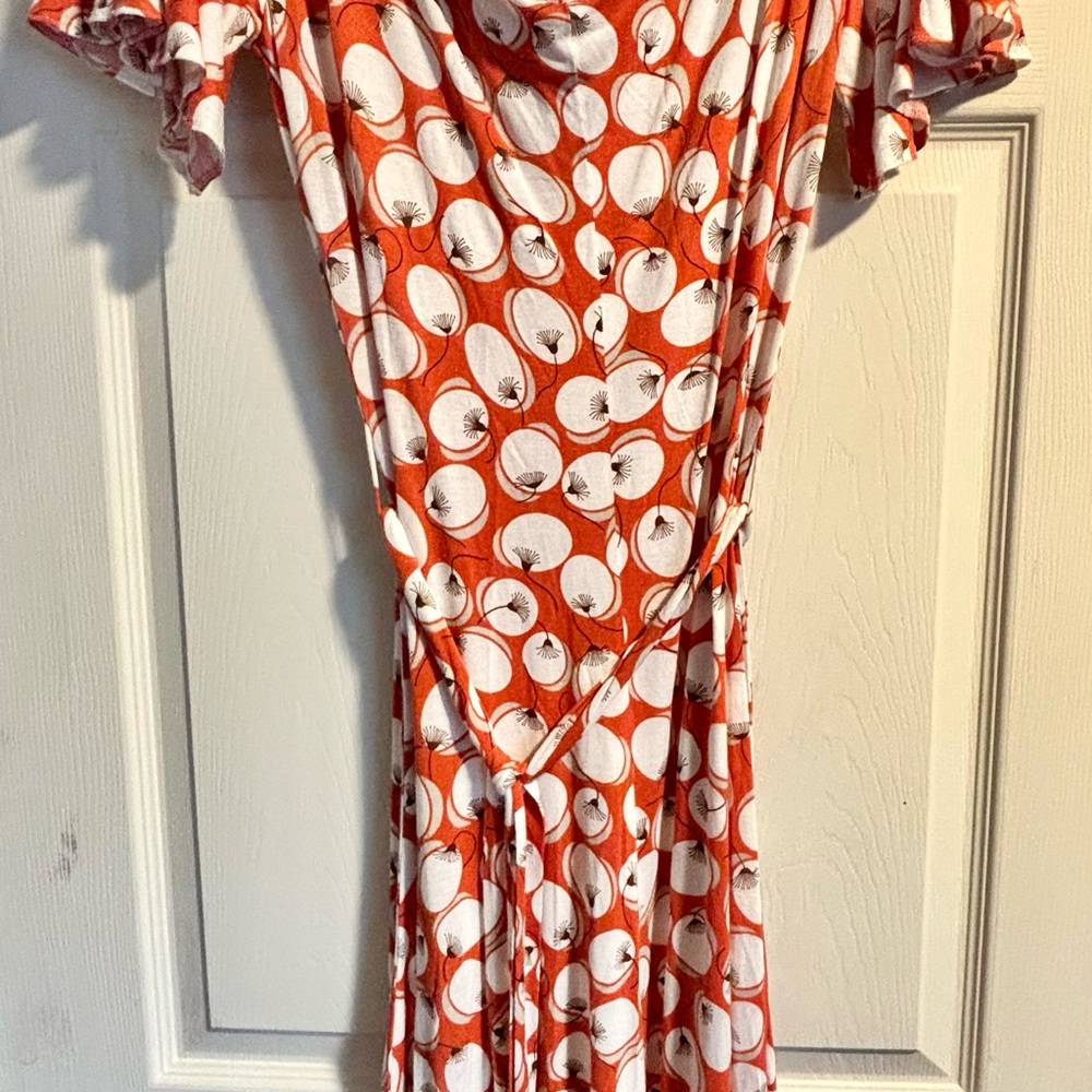 Leona Edminston Orange and White Midi Dress